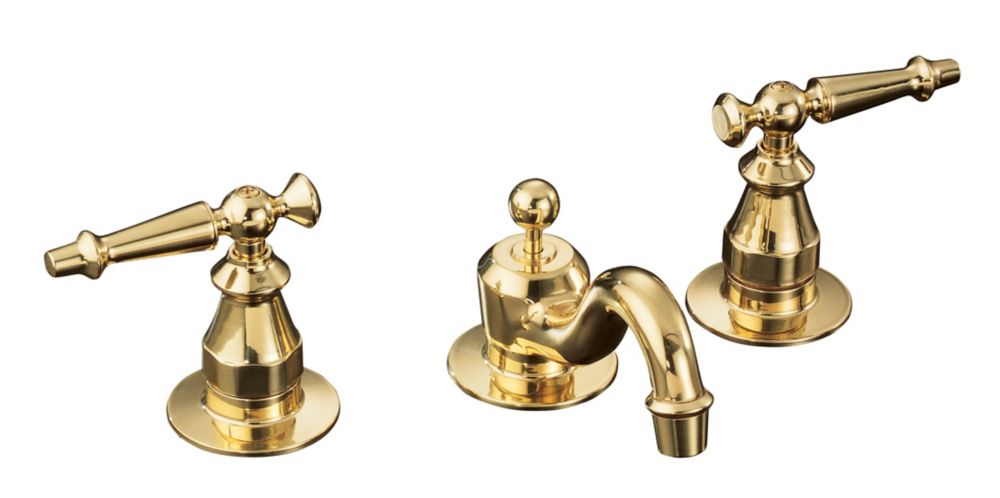 KOHLER Antique Widespread Bathroom Faucet In Vibrant Polished Brass   P 1000692556 