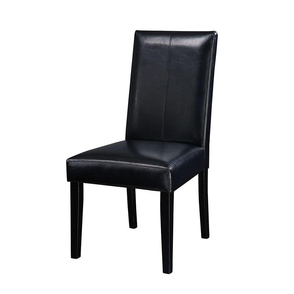 Powell Black Bonded Leather Parsons Chair, 18 Inch Seat Height (Set of ...