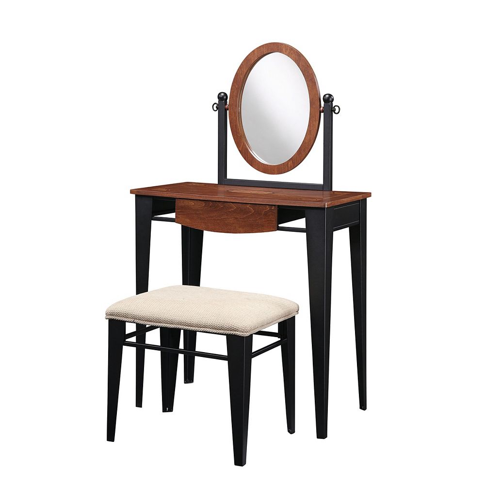 Marquetry Vanity Mirror Bench, Vanity Mirror And Bench