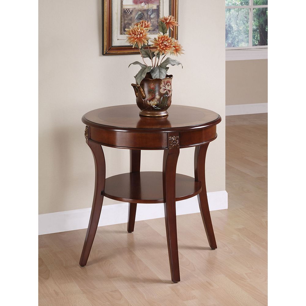 Powell Masterpiece Round Accent Table with Veneer Top | The Home Depot ...