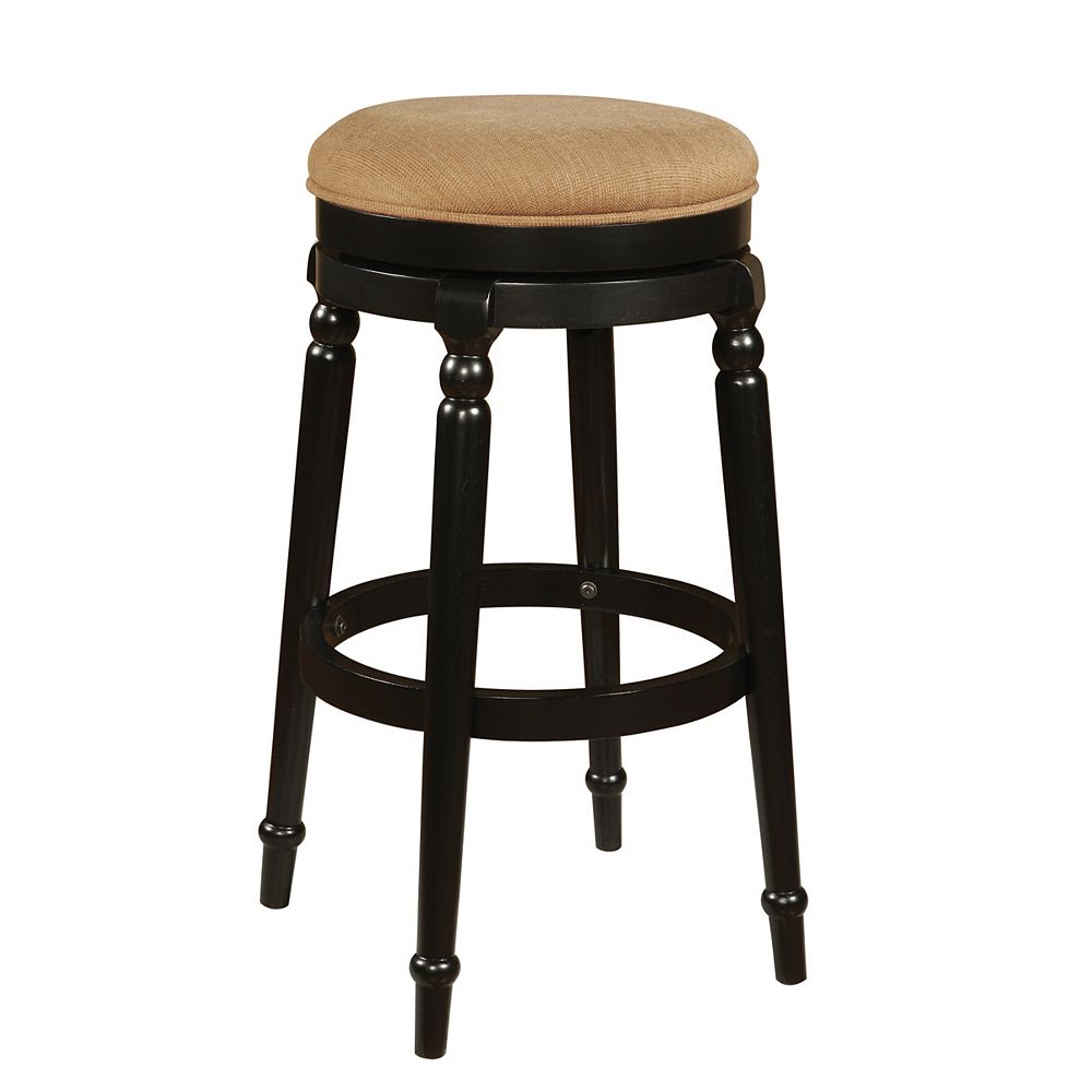 Powell Black Backless Swivel Bar Stool The Home Depot Canada