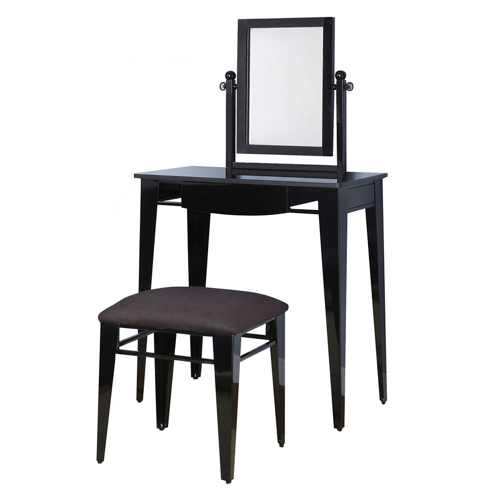 Powell Coiffeuse Noir Lustre Miroir Et Banc Assorti Home Depot Canada
