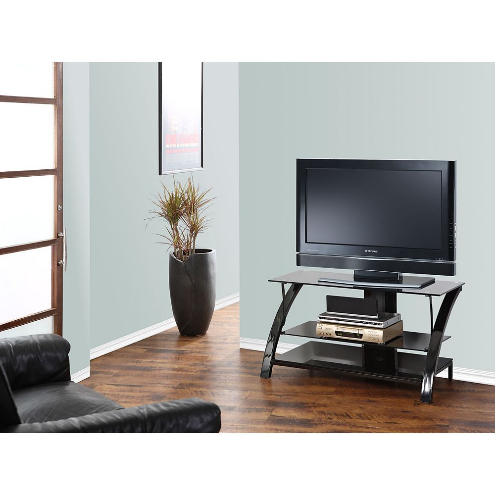 Powell Gloss Black TV Stand The Home Depot Canada