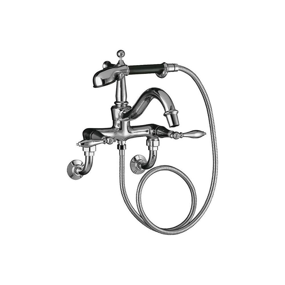 KOHLER Finial(R) floor or wallmount faucet with lever handles, diverter spout, polished