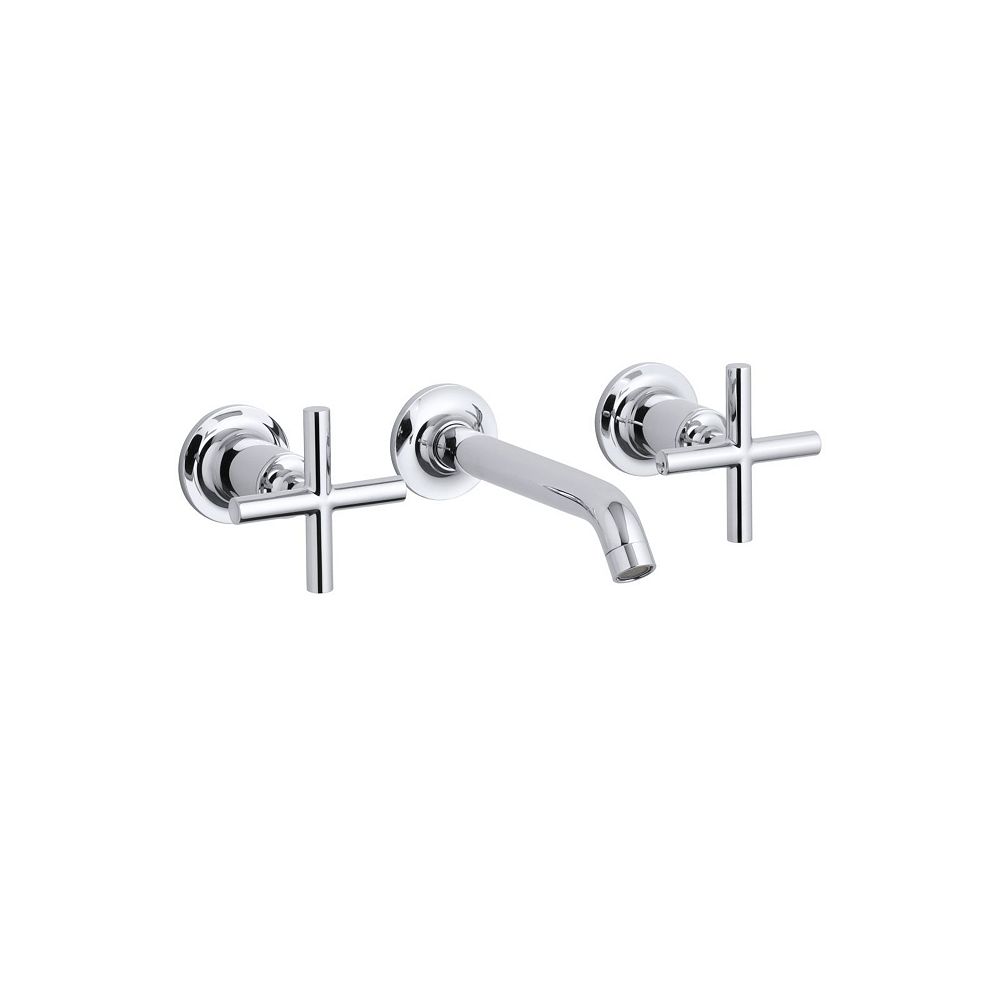 Kohler Purist R Widespread Wall Mount Bathroom Sink Faucet Trim With Cross Handles And 6 The Home Depot Canada