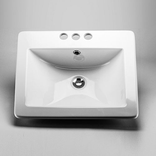 20 5/8 x 17 7/8 Ceramic Rectangular Drop-In Sink Basin