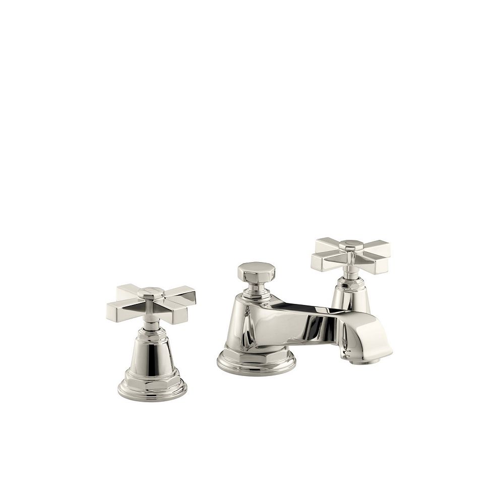 KOHLER Pinstripe(R) Pure widespread bathroom sink faucet with cross