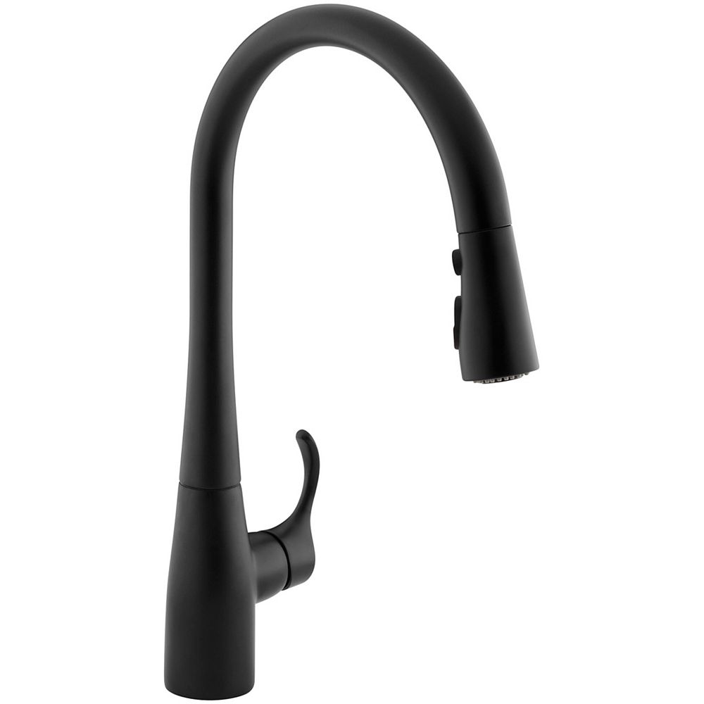Kohler Simplice Single Hole Pull Down Kitchen Faucet In Matte Black The Home Depot Canada