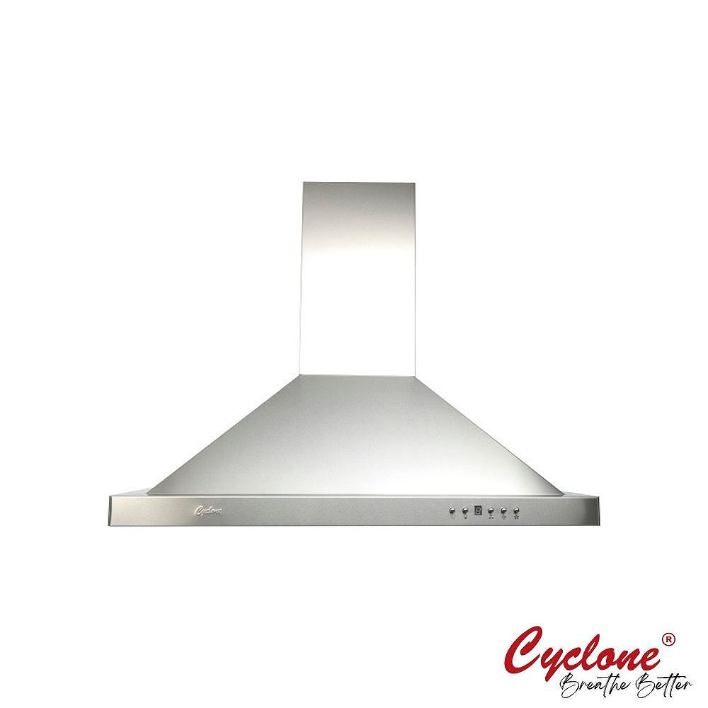 Cyclone 24 Inch Width Pyramid Shape Wall Mounted Range Hood In Stainless Steel The Home Depot Canada