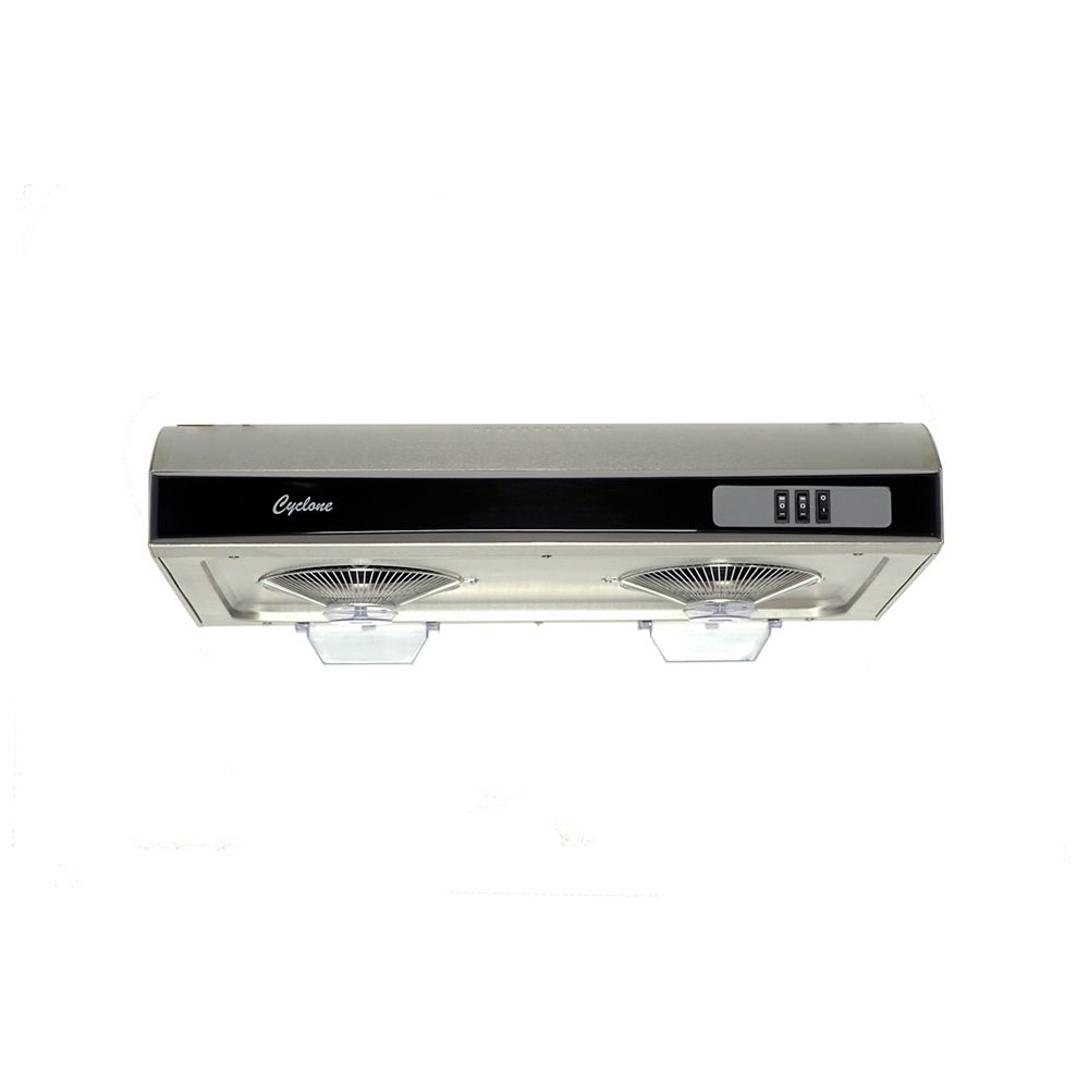 Cyclone 30 Inch Twin Turbo Fan Undermount Range Hood With Rectangular Ducting In Stainless The Home Depot Canada