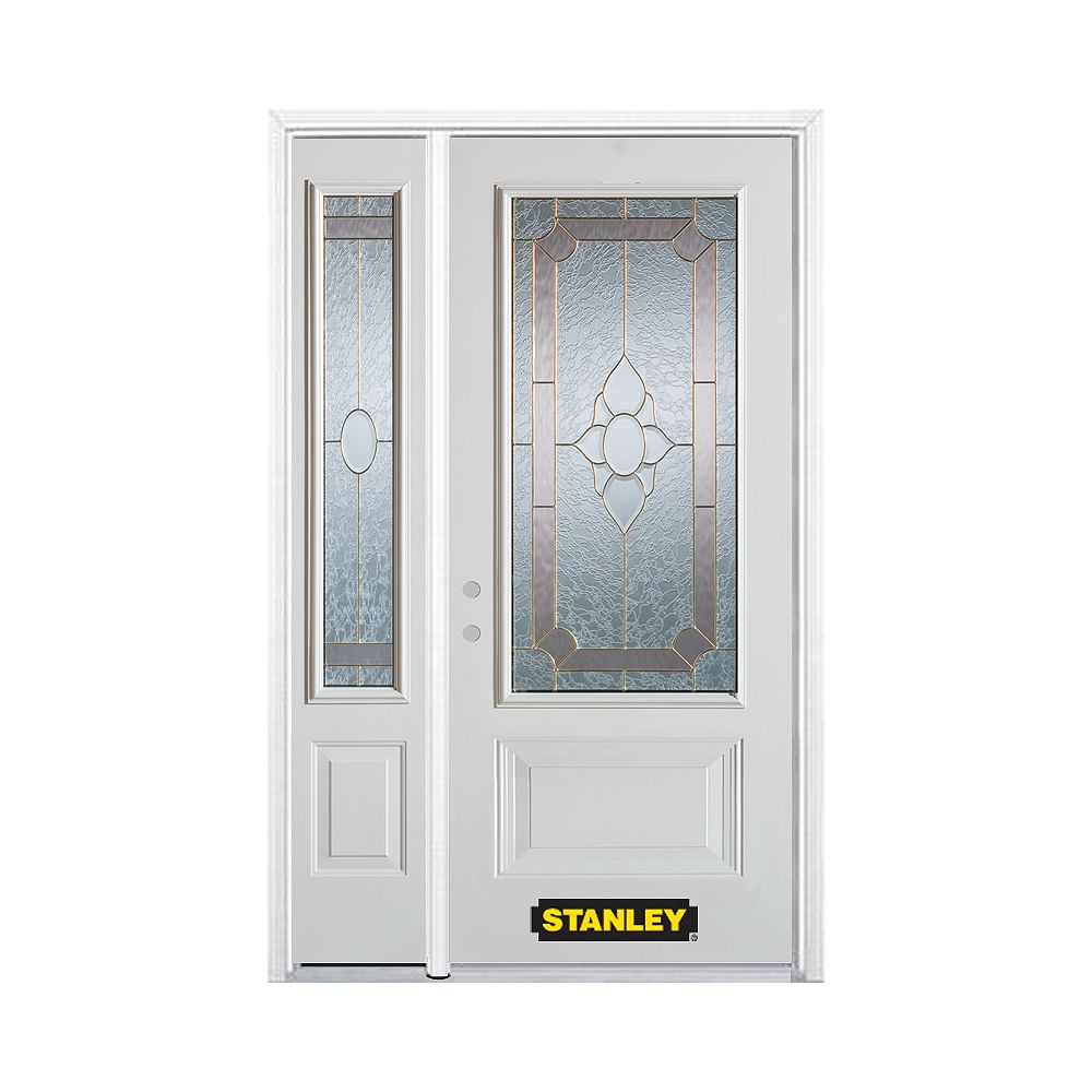 STANLEY Doors 50.25 inch x 82.375 inch Rochelle Brass 3/4 Lite 1Panel Prefinished White R