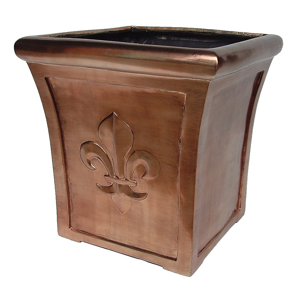 SOUTHERN PATIO 16 In. Fiberglass Fleur De Lis Planter Metal Finish
