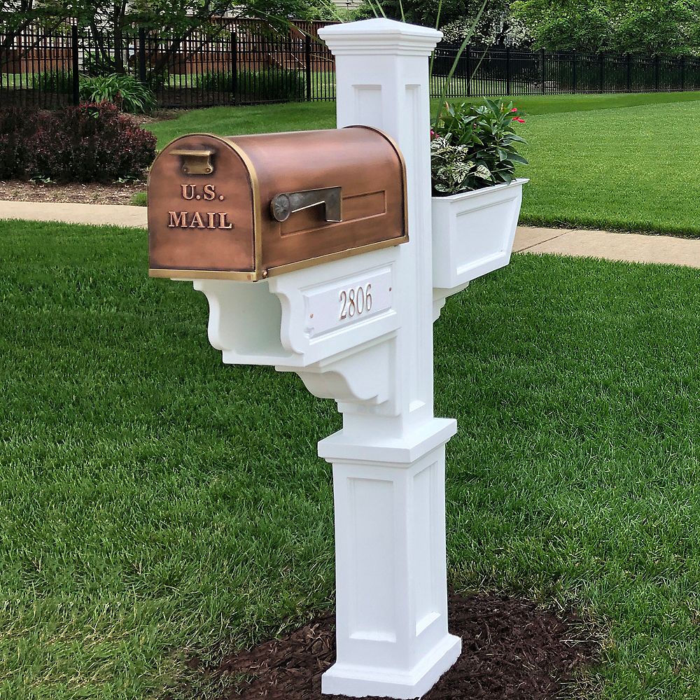 Mayne Signature Plus Mailbox Post White New England Styled Mailbox mayne-signature-plus-mailbox-post-white-new-england-styled-mailbox