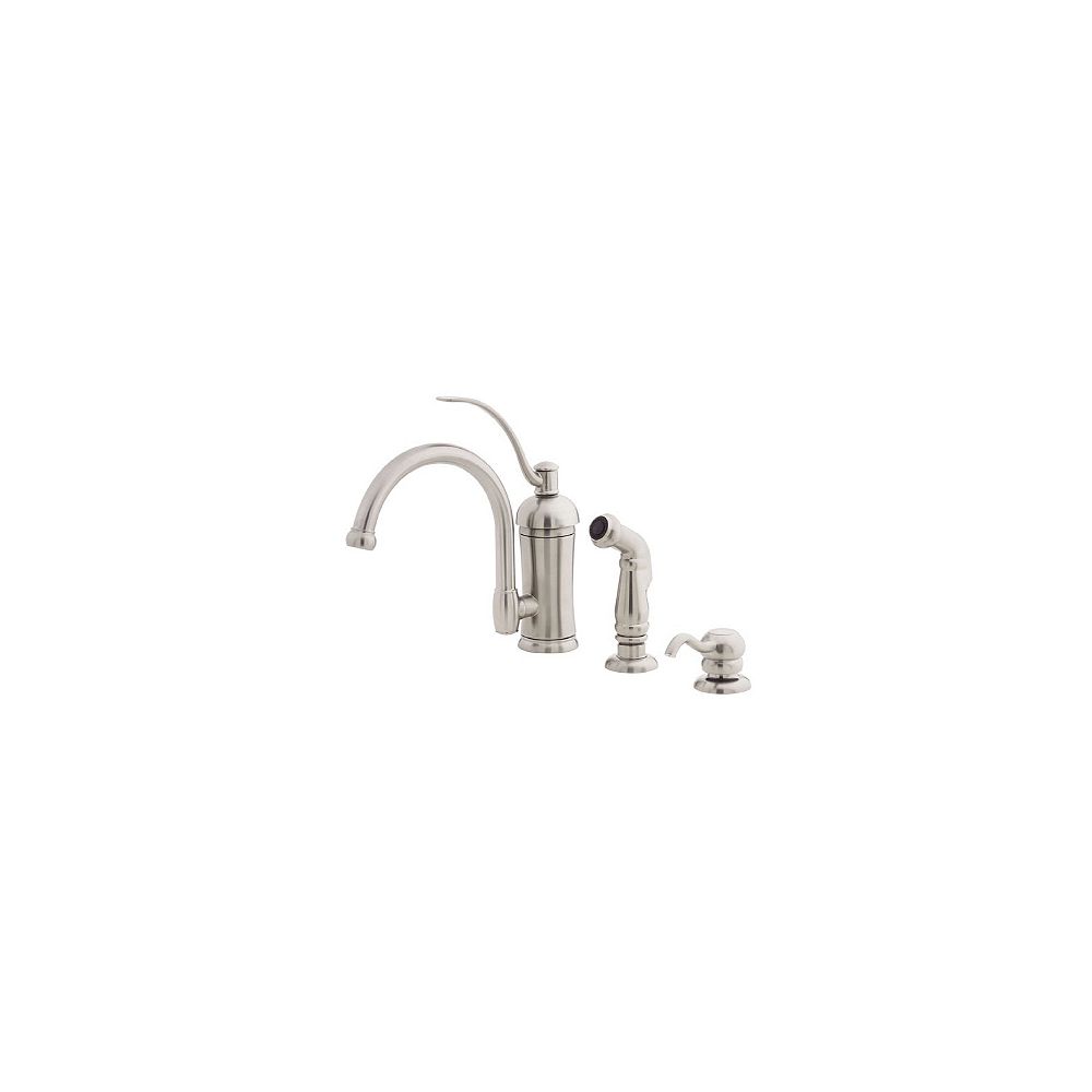 Pfister Amherst Single Control 3 Hole Kitchen Faucet Stainless Steel The Home Depot Canada