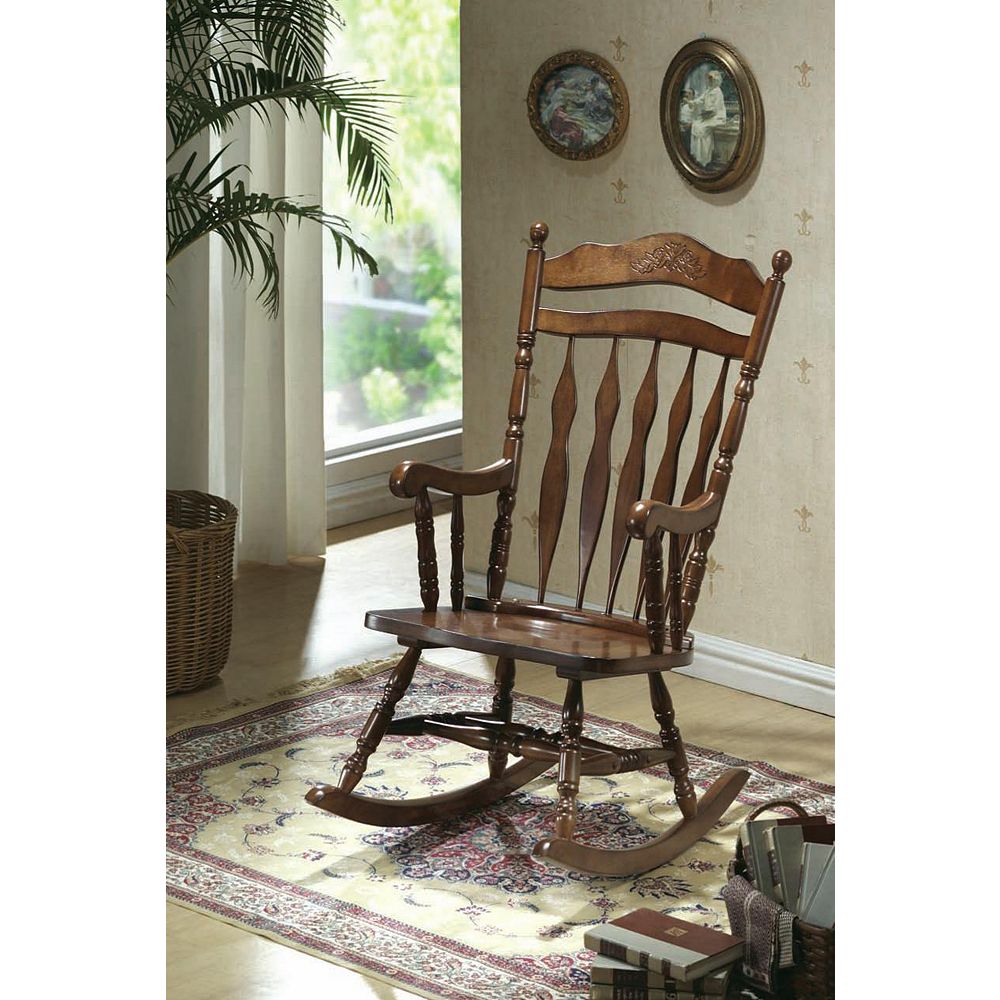 Monarch Specialties Solid Wood Rocking Chair in Walnut The Home Depot Canada