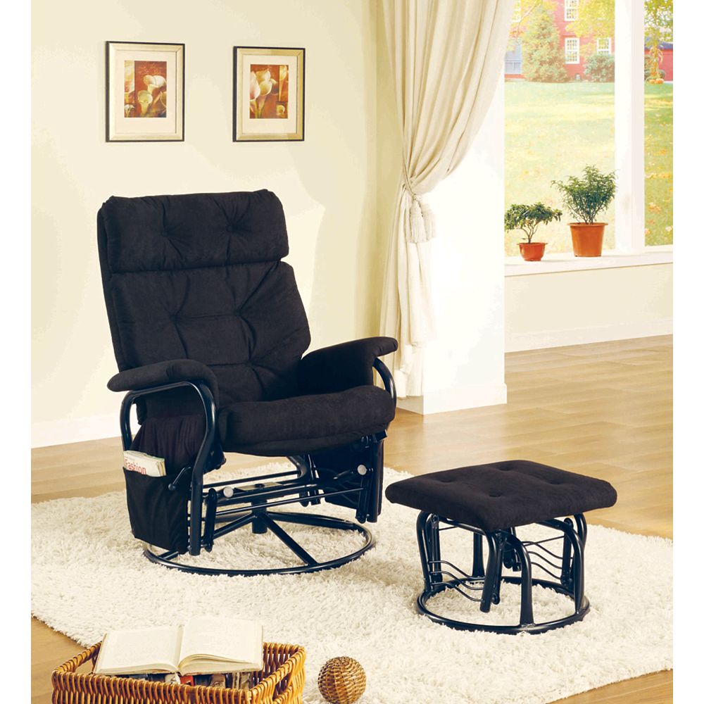 black velvet metal glider rocker  ottoman