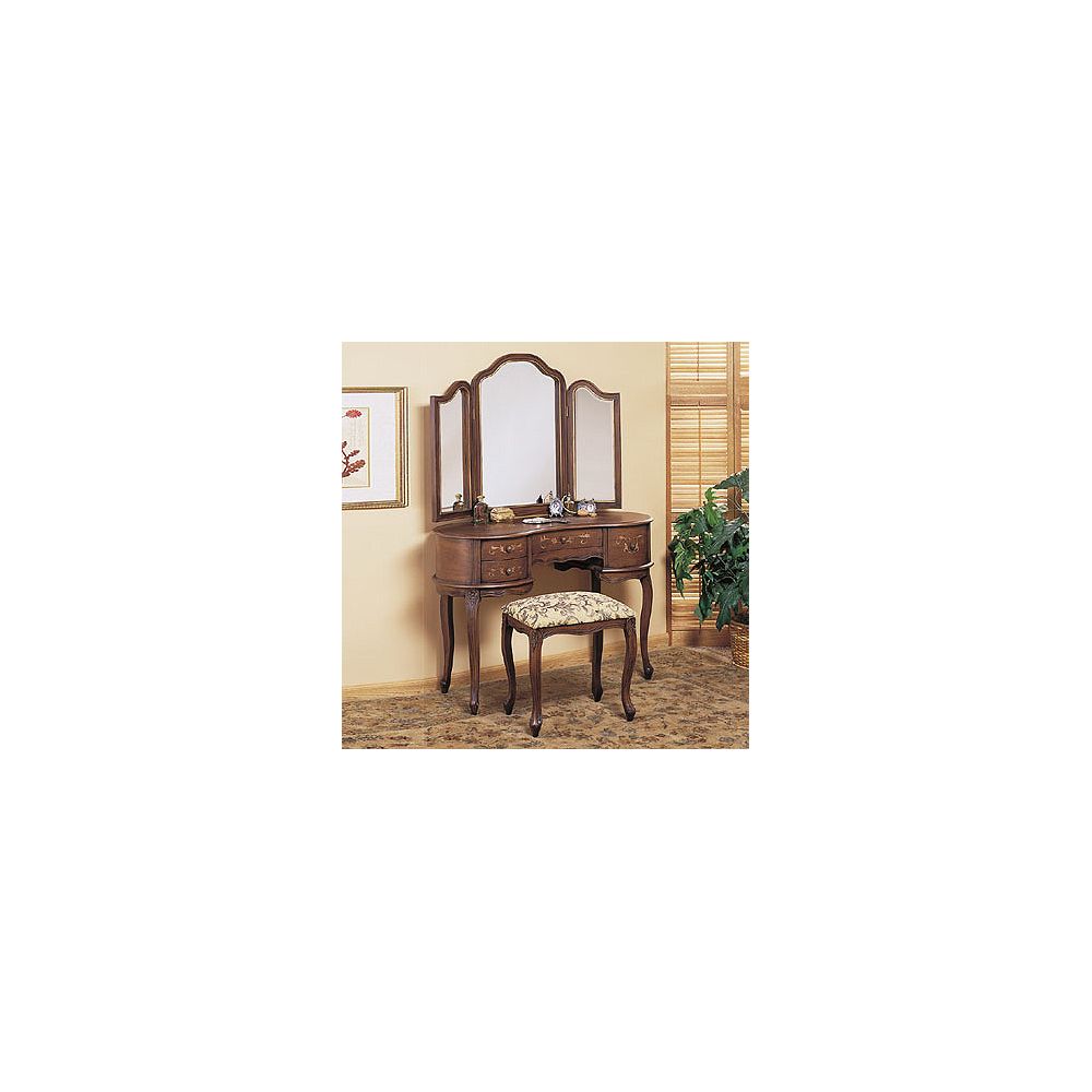 Powell Toscana Antique Caramel Hand, Vanity Mirror And Bench
