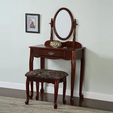 Powell Heirloom Cherry Vanity Mirror And Bench