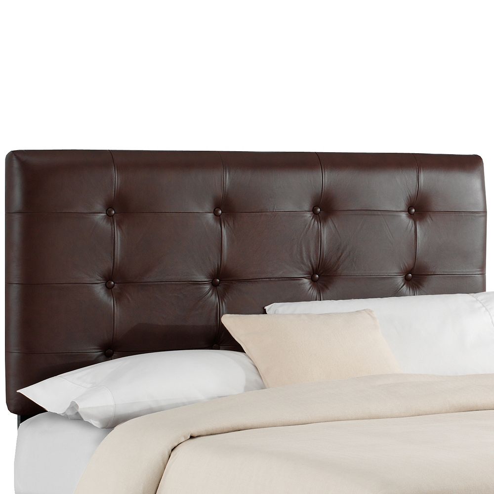 Upholstered Headboard In Brown Leather, Brown Leather Headboard Queen