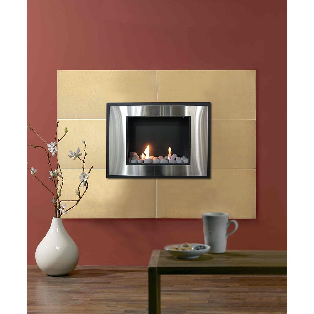 Paramount Brushed Stainless Steel Wall Mount Gel Fireplace The Home Depot Canada