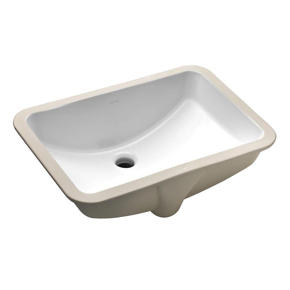 Kohler Ladena 20 7 8 Inch Undermount Bathroom Sink In White With Overflow Drain The Home Depot Canada