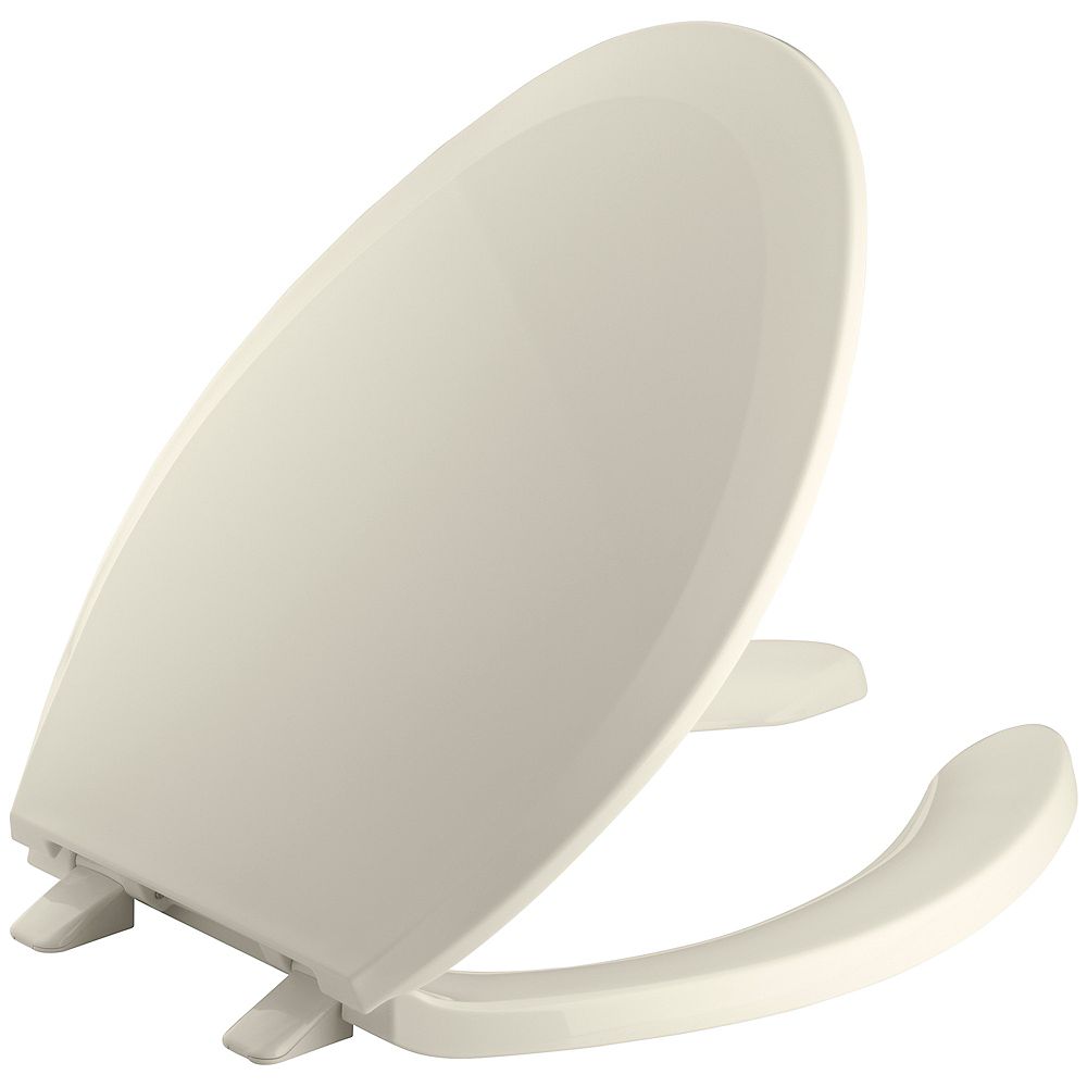 KOHLER Lustra Elongated Open Front Toilet Seat in Almond | The Home ...