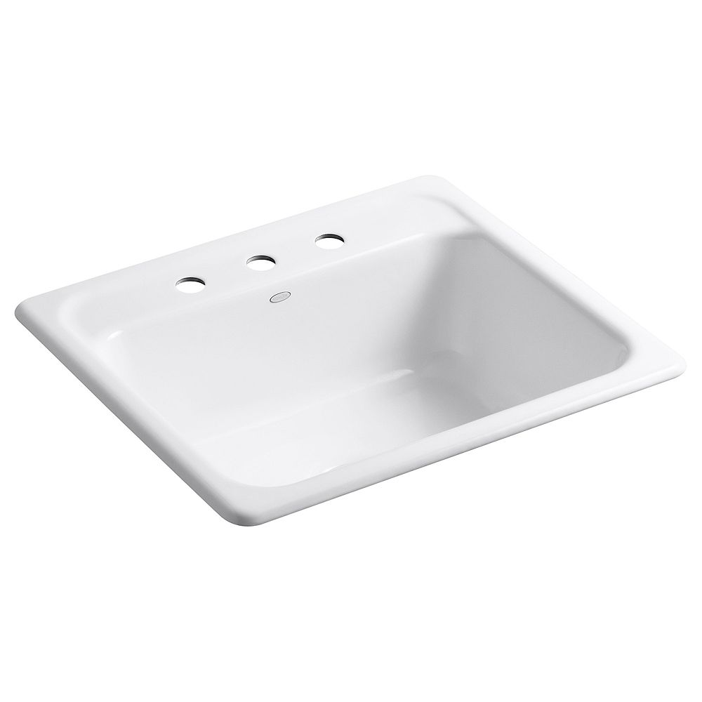 KOHLER Mayfield(Tm) Self-Rimming Kitchen Sink in White | The Home Depot ...