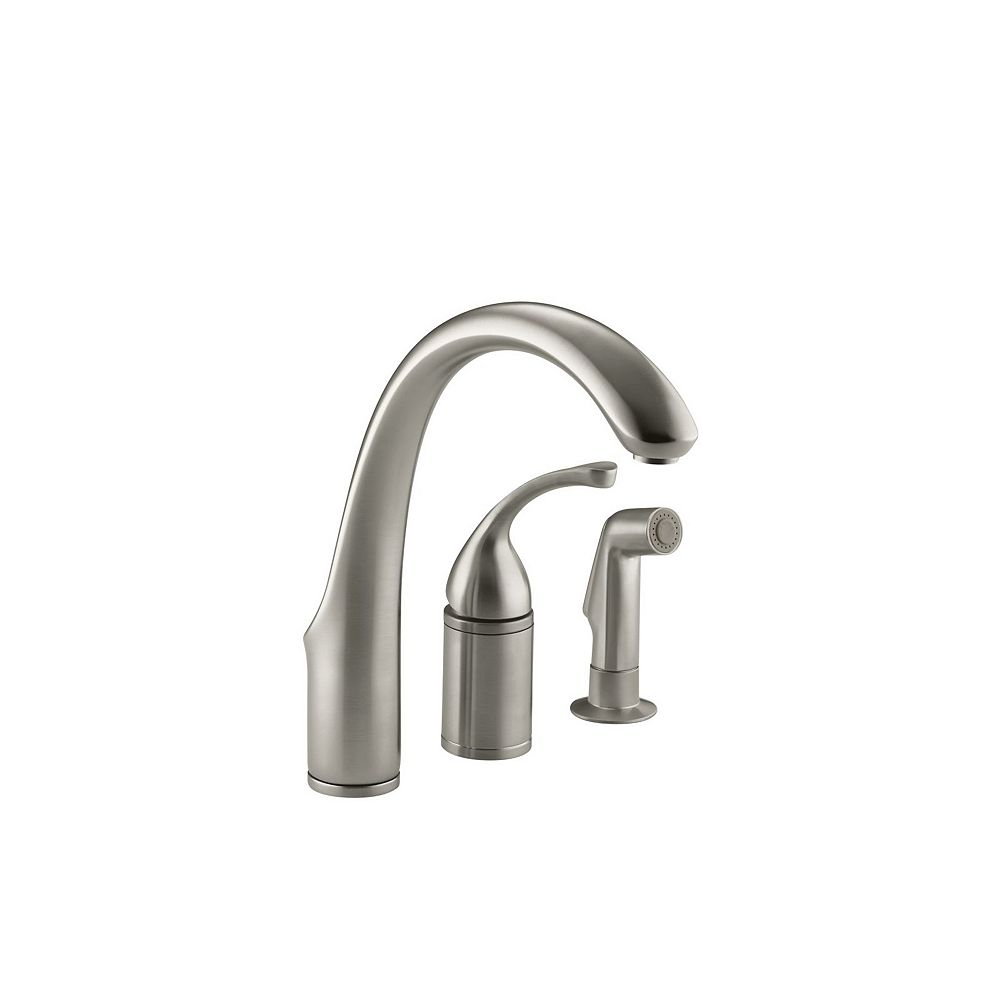Kohler Forté Single Handle Standard Kitchen Faucet With Side Sprayer In Vibrant Brushed Ni The Home Depot Canada