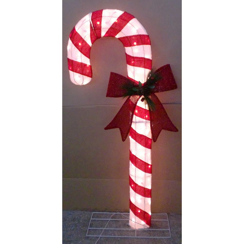Home Accents 5 ft. Tinsel Candy Cane 100 Clear Lights | The Home Depot ...