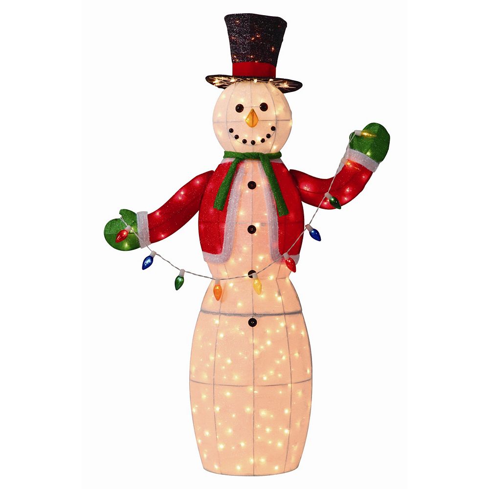 Home Accents Tinsel Snowman, 250 Clear Lights - 5 ft. | The Home Depot ...