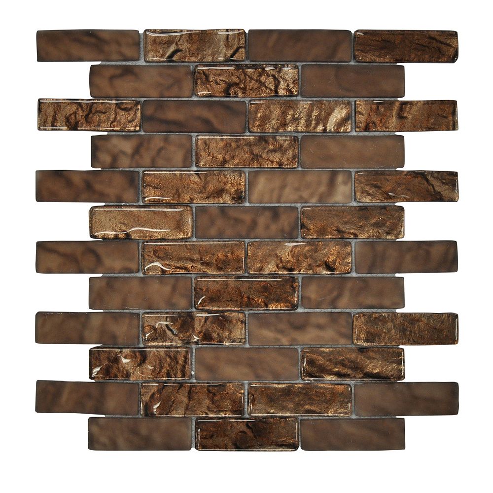 Jeffrey Court 12-inch x 12-inch Glass Mosaic Wall Tile in Belgian Foil ...