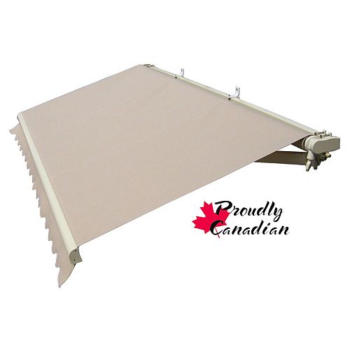 12 ft. Manual Retractable Patio Awning (10 ft. Projection) in Solid Beige