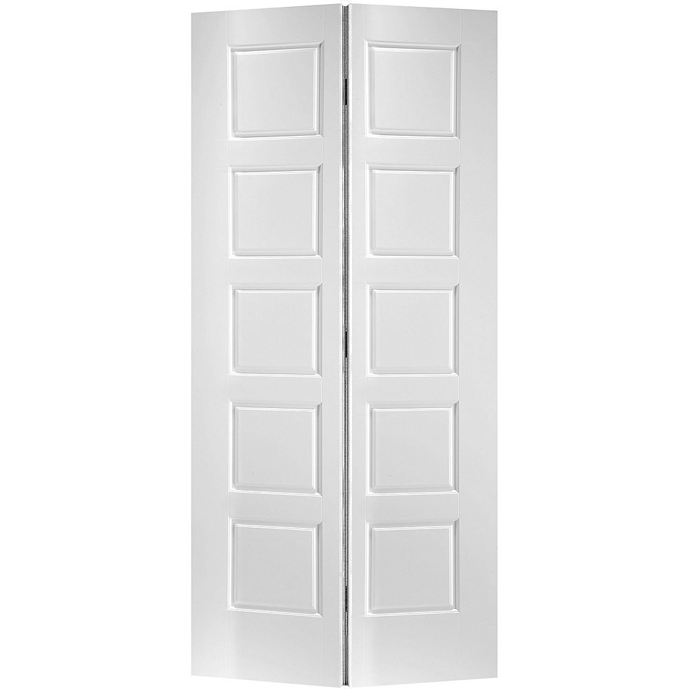 Masonite 24 Inch X 80 Inch Primed 5 Panel Equal Smooth Interior Closet Bifold Door The Home Depot Canada