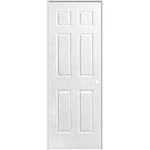 32-inch x 80-inch Primed 6 Panel Solid Core Textured Single Prehung Interior Door