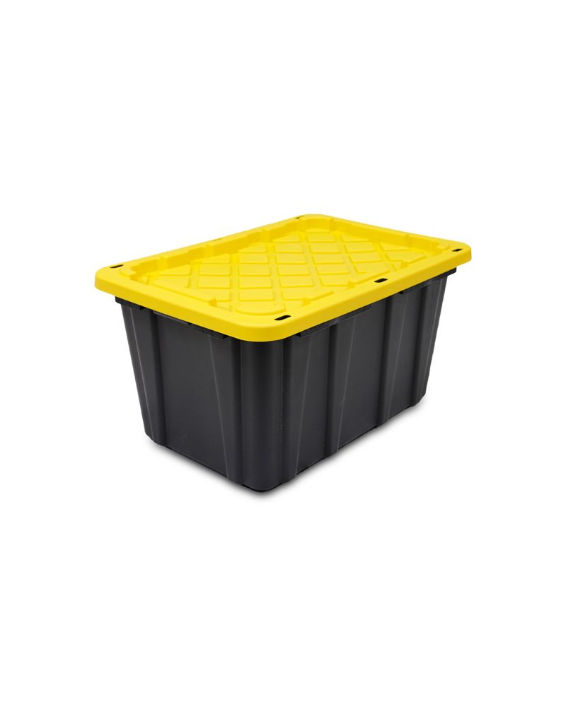 black and yellow storage box