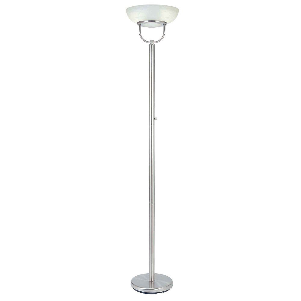 Hampton Bay 72 Inch Touchiere Floor Lamp In Brushed Nickel With Alabaster Gl Shade The Home Depot Canada Touchiere Floor Lamp In Brushed Nickel