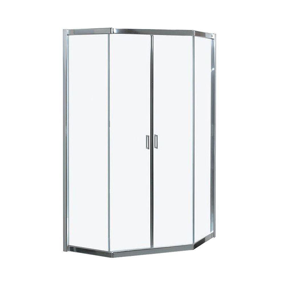 Maax Intuition Neo Angle Frameless Clear Glass Corner Shower Door The Home Depot Canada