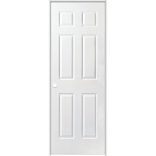 Masonite 36-inch x 80-inch Primed 6 Panel Hollow Core Textured Single Prehung Interior Door