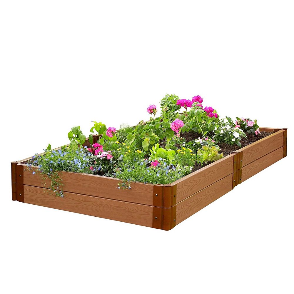 Frame It All Tool Free Classic Sienna Raised Garden Bed 4 Ft X 8 Ft X 11 Inch 2 Inch Pr The Home Depot Canada