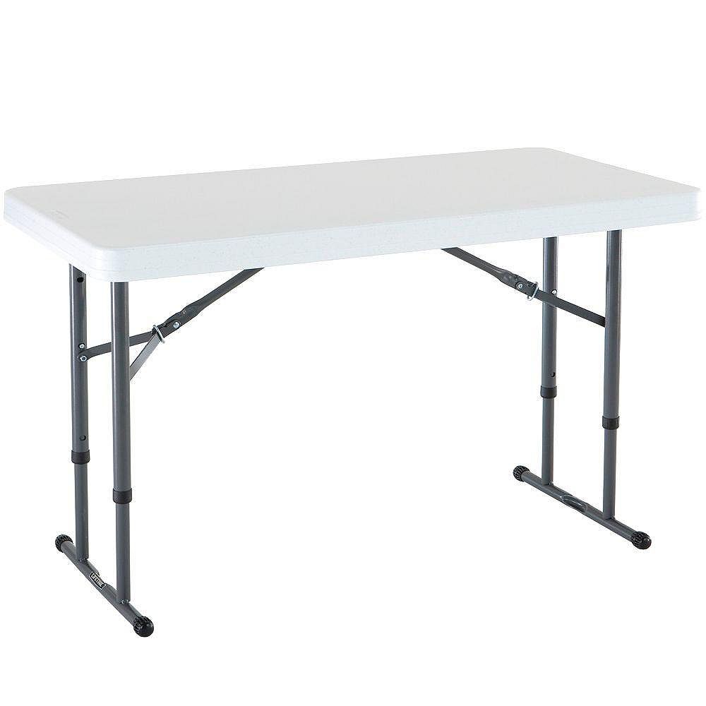 Lifetime 4Foot White Granite Commercial Grade Adjustable Height Folding Table The Home Depot