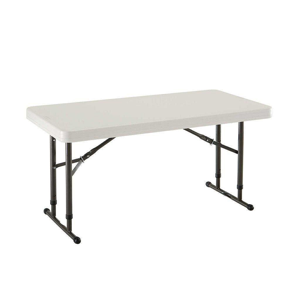 Lifetime 4 Foot Almond Commercial Grade Adjustable Height Folding Table The Home Depot Canada