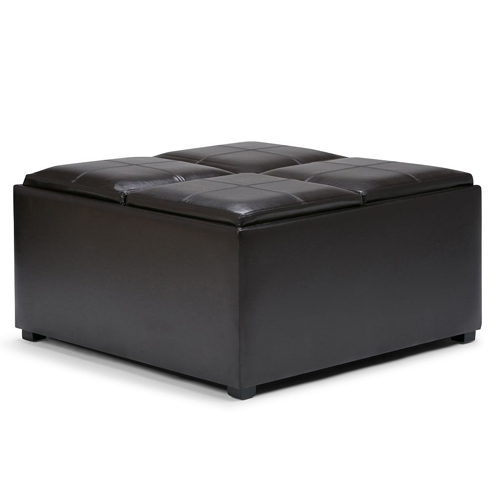 Simpli Home Avalon Coffee Table Storage Ottoman With 4 Serving Trays The Home Depot Canada