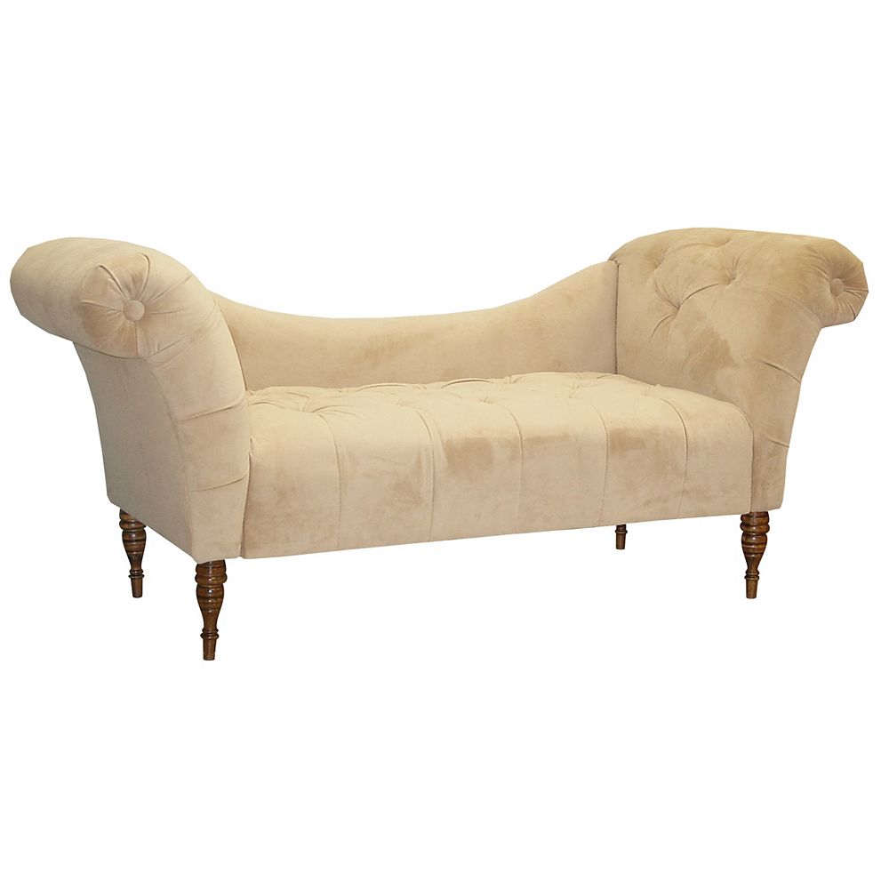 Skyline Furniture Tufted Velvet Chaise Lounge in Buckwheat | The Home