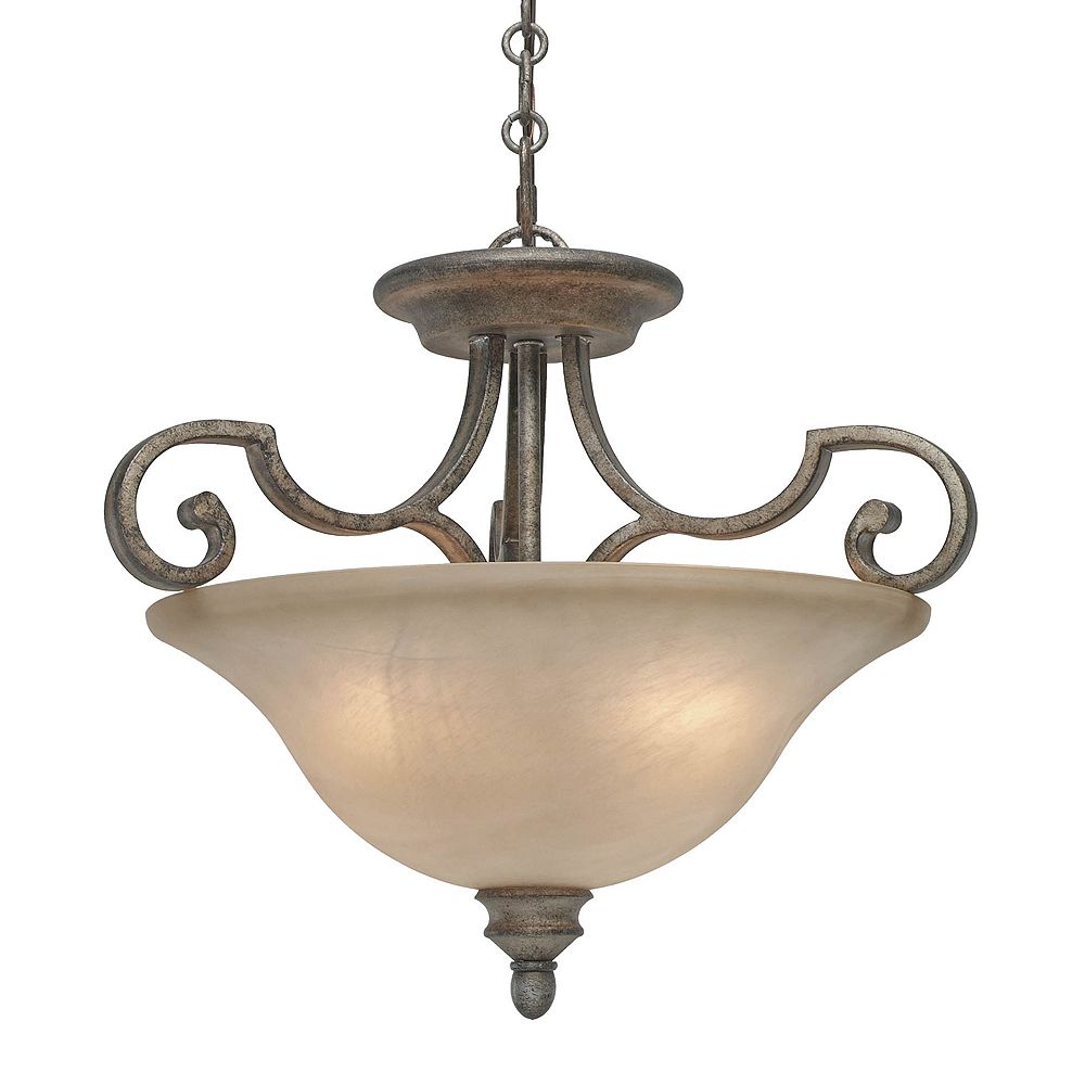 Cli 3-light Semi Flush Forged Iron Finish 