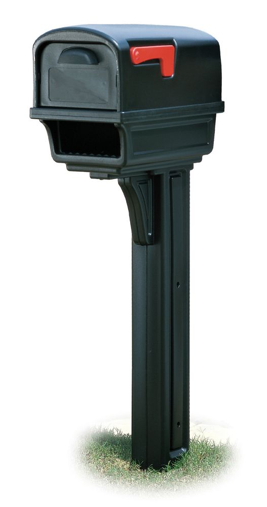 Gibraltar Industries Black Gentry Mailbox & Post Combo | The Home Depot ...