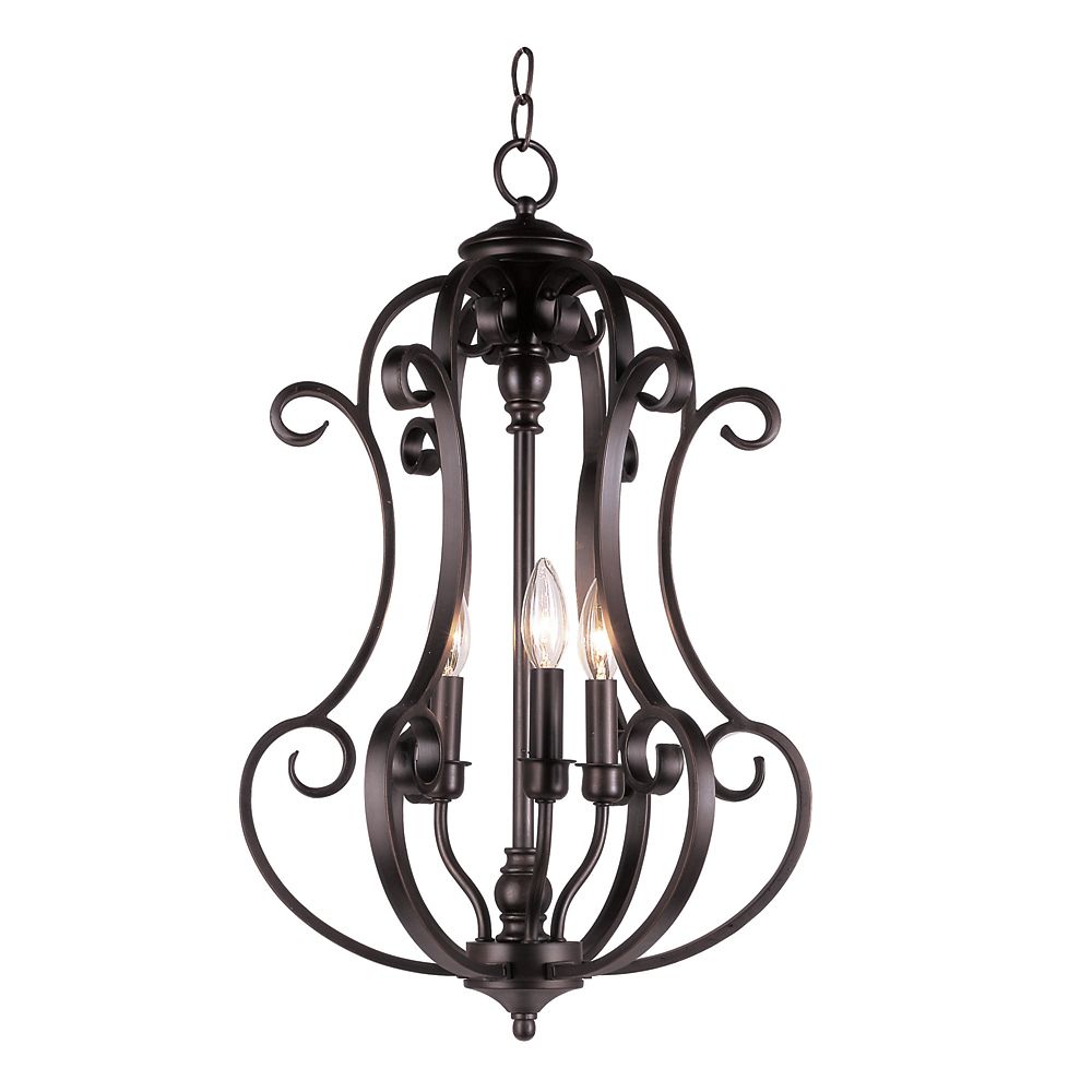 Bel Air Lighting Bronze Scroll 3 Light Candelabra The Home Depot Canada