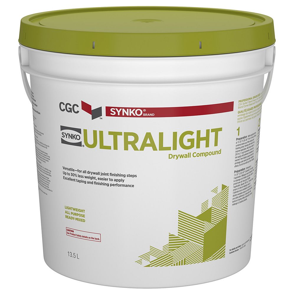 CGC Synko UltraLight Drywall Compound, 13.5 L Pail The Home Depot Canada