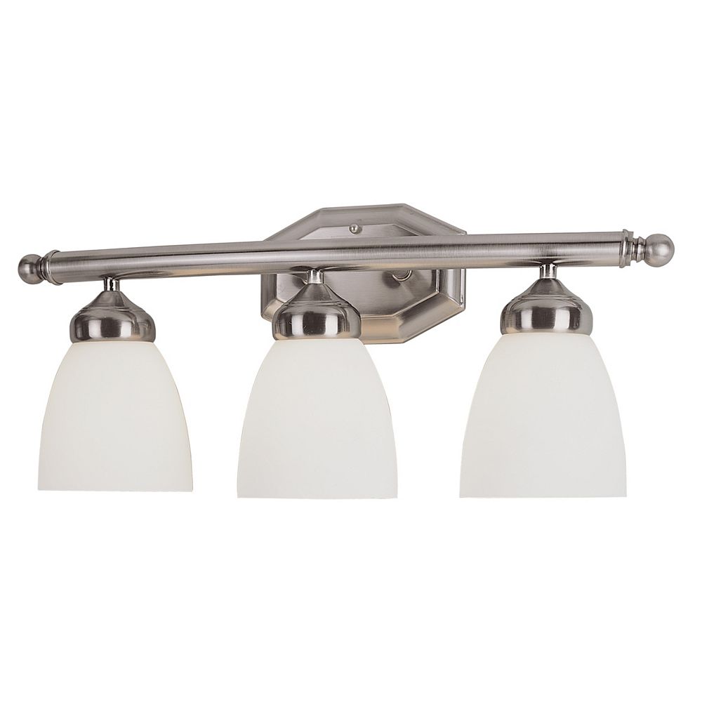 Bel Air Lighting 3 Light Brushed Nickel Vanity Light The Home Depot Canada