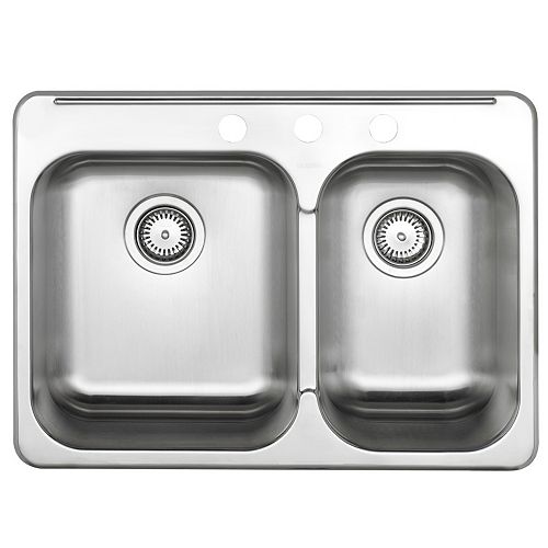 1-1/2 Bowl Kitchen Sink in Brushed Stainless Steel