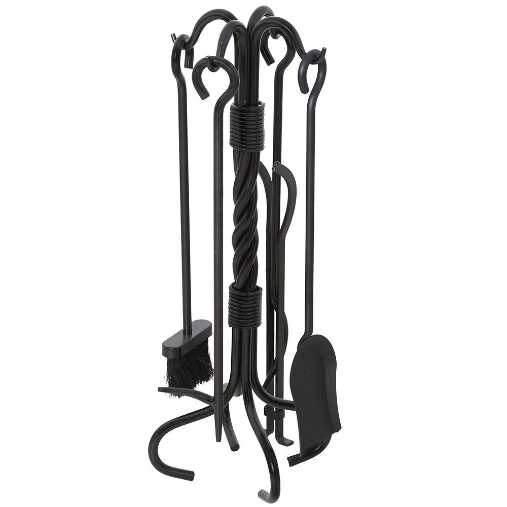 Muskoka 5Piece Matte Black Fireplace Tool Set The Home Depot Canada